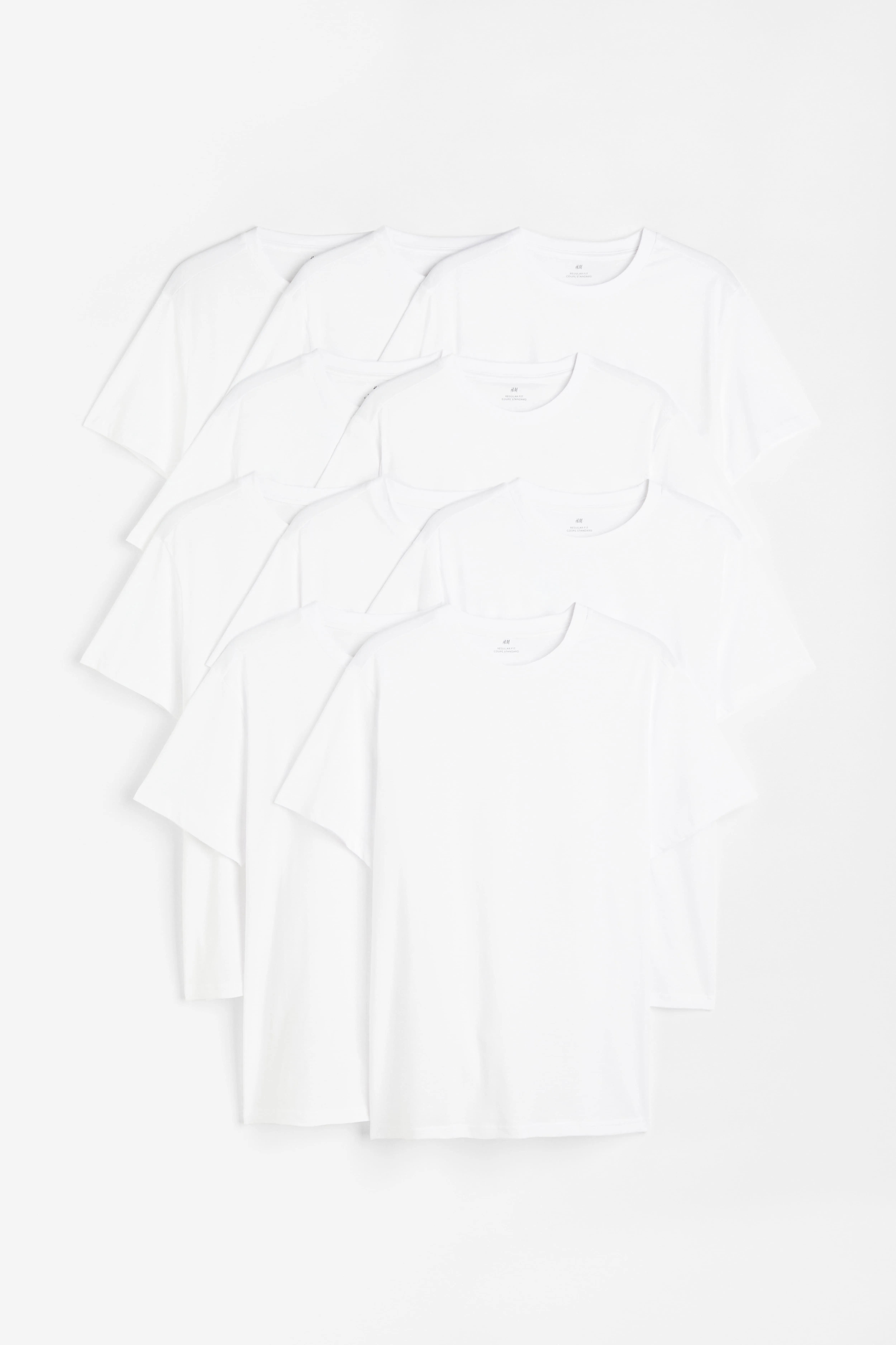 10-pack Regular Fit Round-neck T-shirts - Round neck - Short sleeve - White - Men | H&M GB