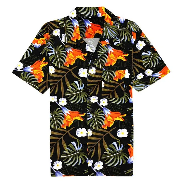 2019 Summer Men Shirts Casual Short Sleeve Hawaiian Shirt Men Cotton Big Size Toucan Floral Shirt Men camisa hawaiana hombre