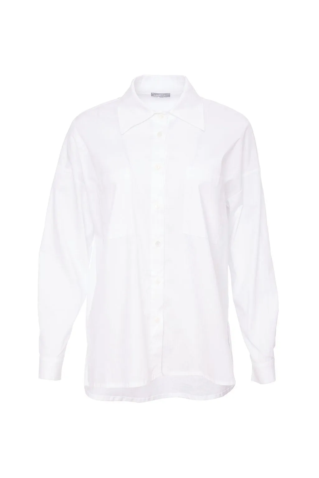 24298- Naya Cotton Shirt with uneven Hem- White