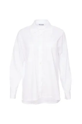 24298- Naya Cotton Shirt with uneven Hem- White