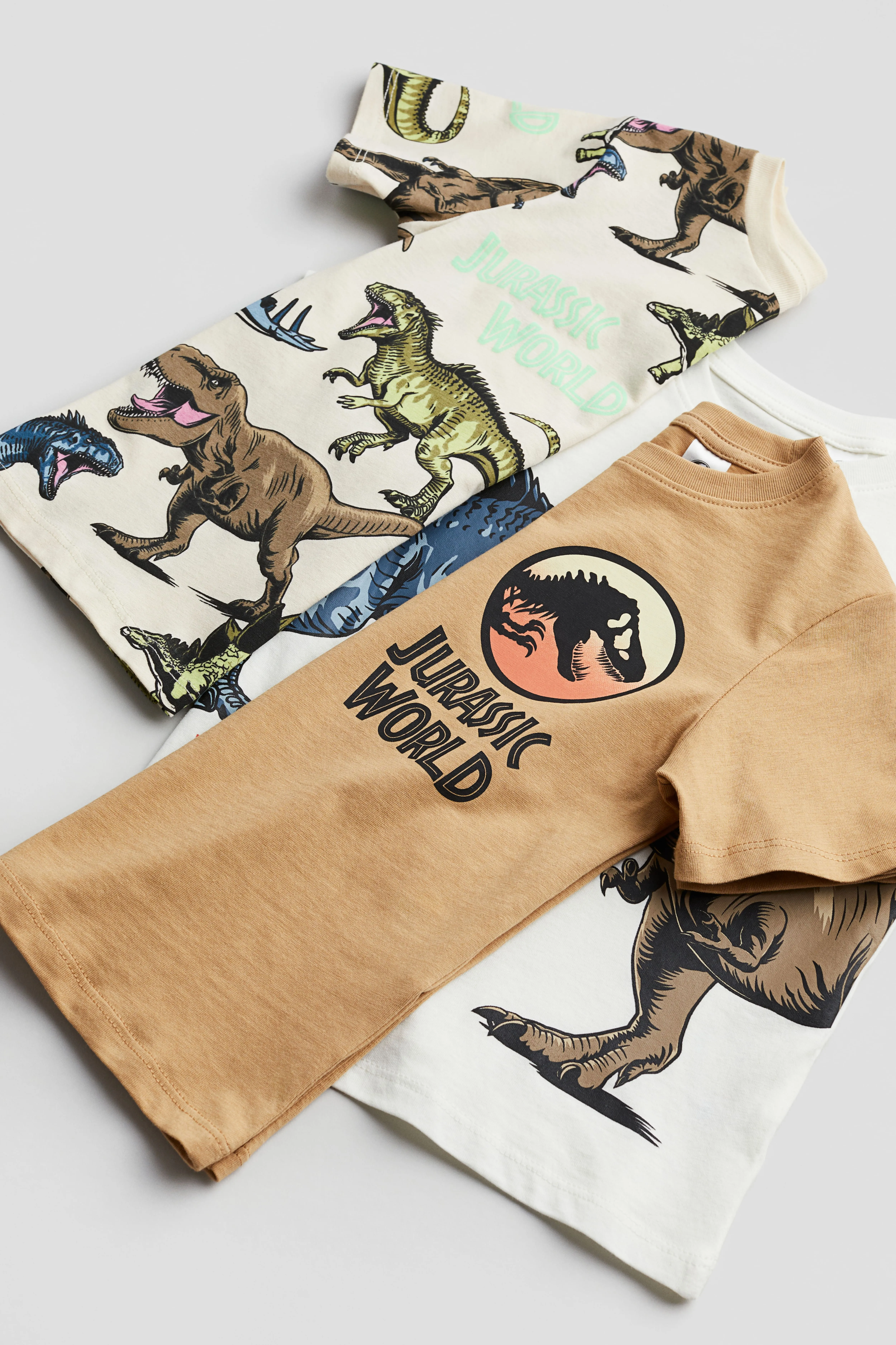 3-pack printed T-shirts - Round neck - Short sleeve - White/Jurassic World - Kids | H&M GB