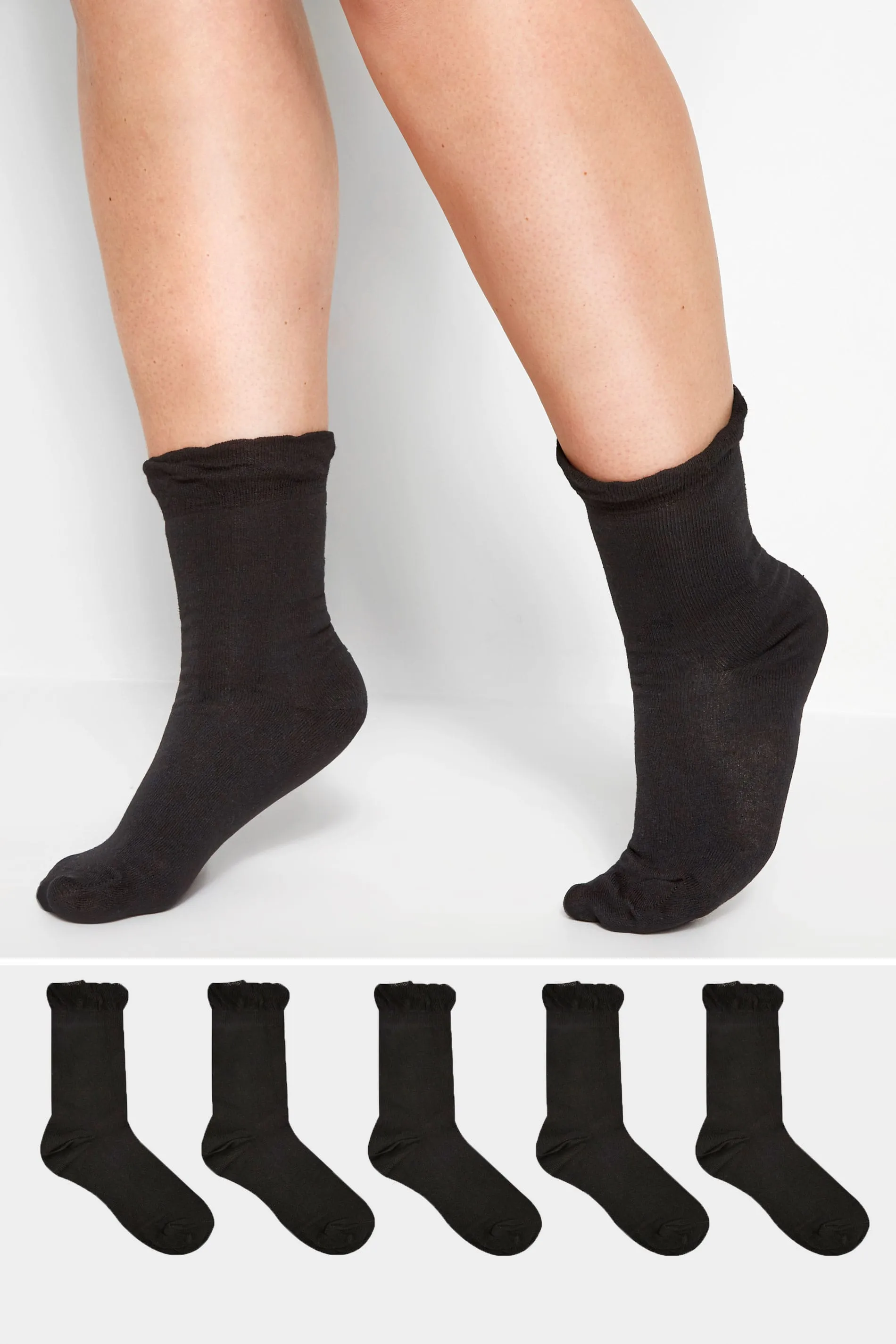 5 PACK Black Ankle Socks