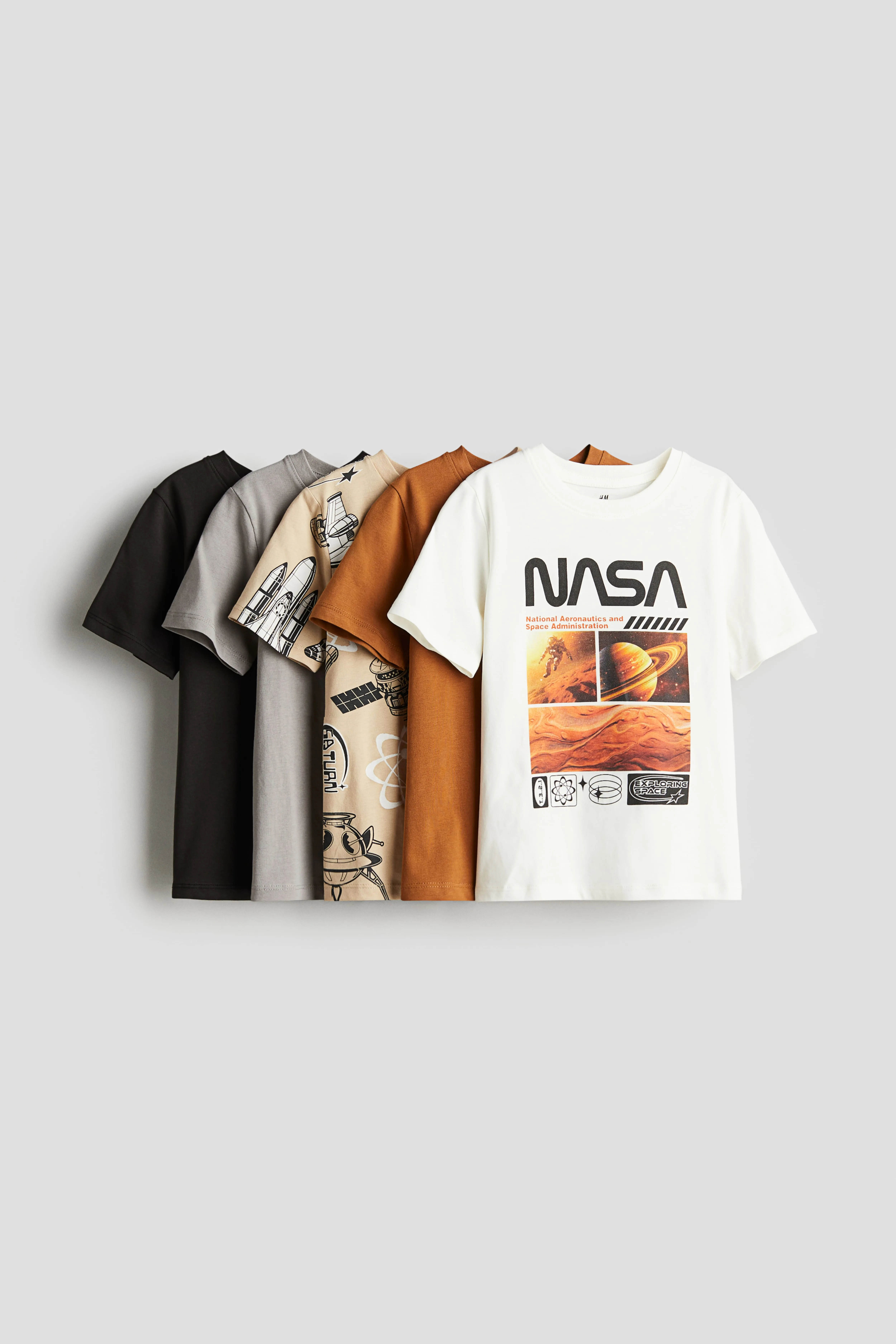 5-pack jersey T-shirts - Round neck - Short sleeve - White/NASA - Kids | H&M GB