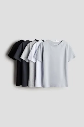 5-pack T-shirts - Round neck - Short sleeve - Light grey/White - Kids | H&M GB