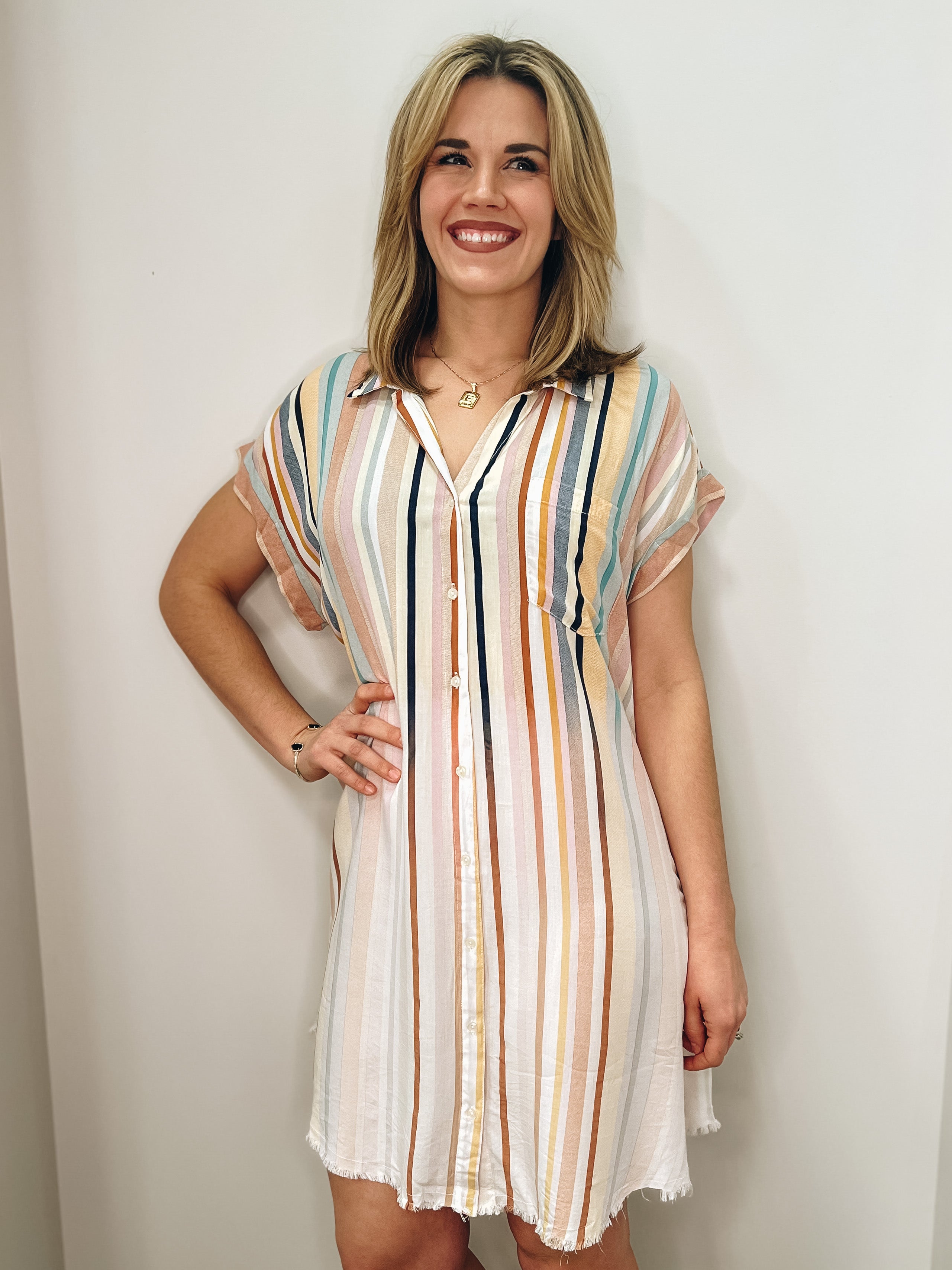 Addison Bleached Button Down Dress