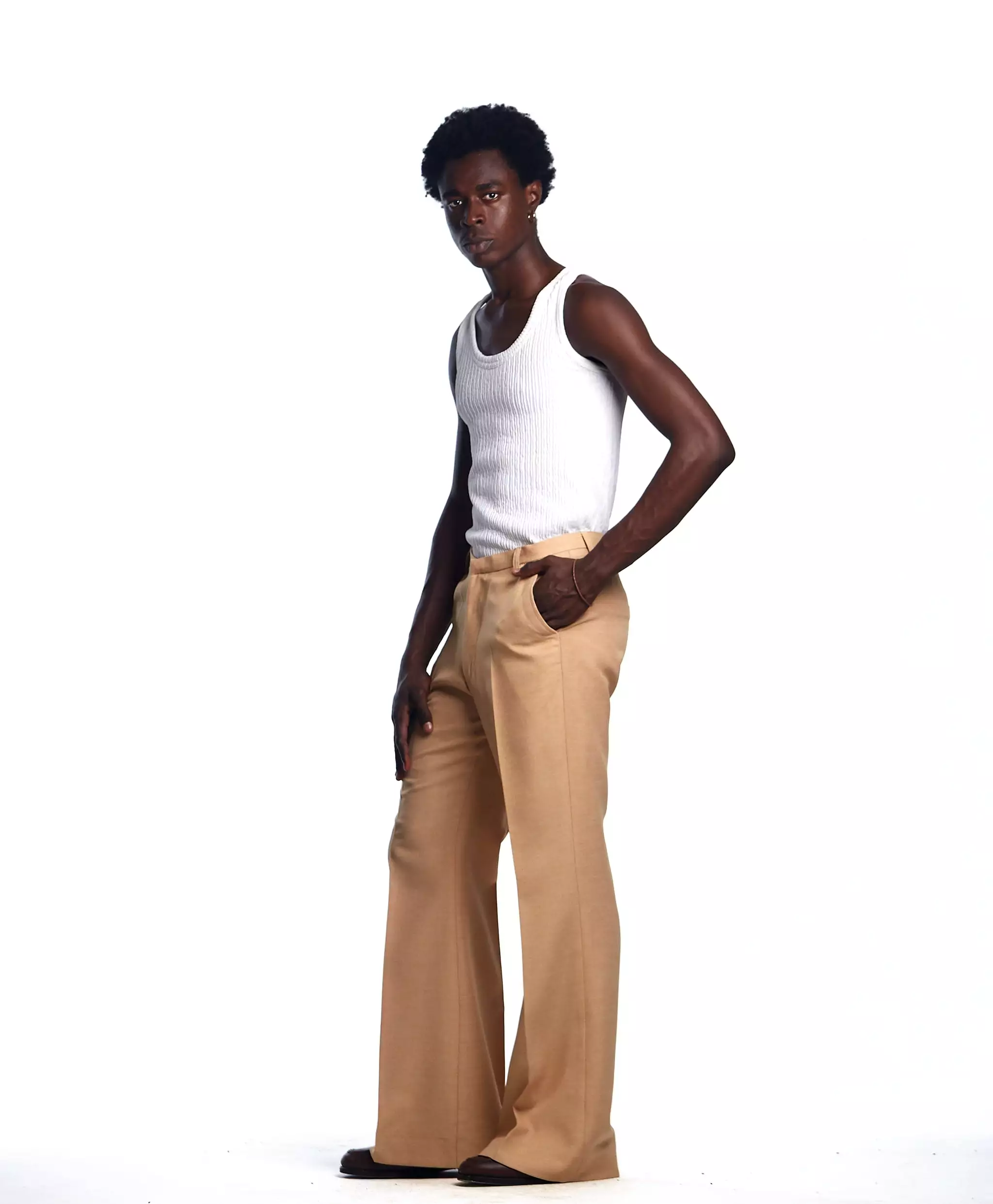 AJABENG Ampadu Wool-Linen Blend Bell Bottom Pants