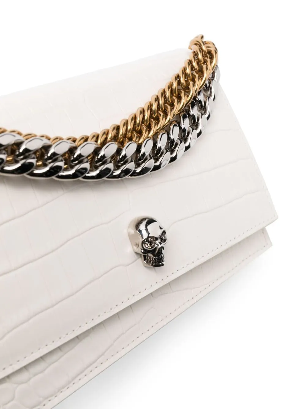 Alexander McQueen Small Skull Bag With Chain in Ivory