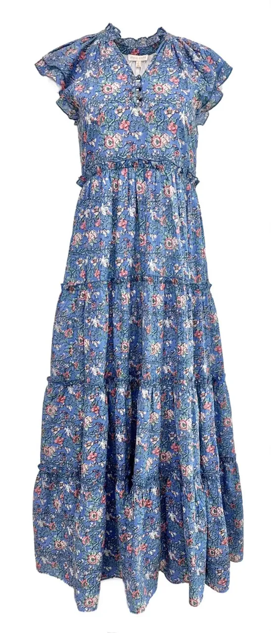 Anna Cate Aimee Maxi, Indigo Floral