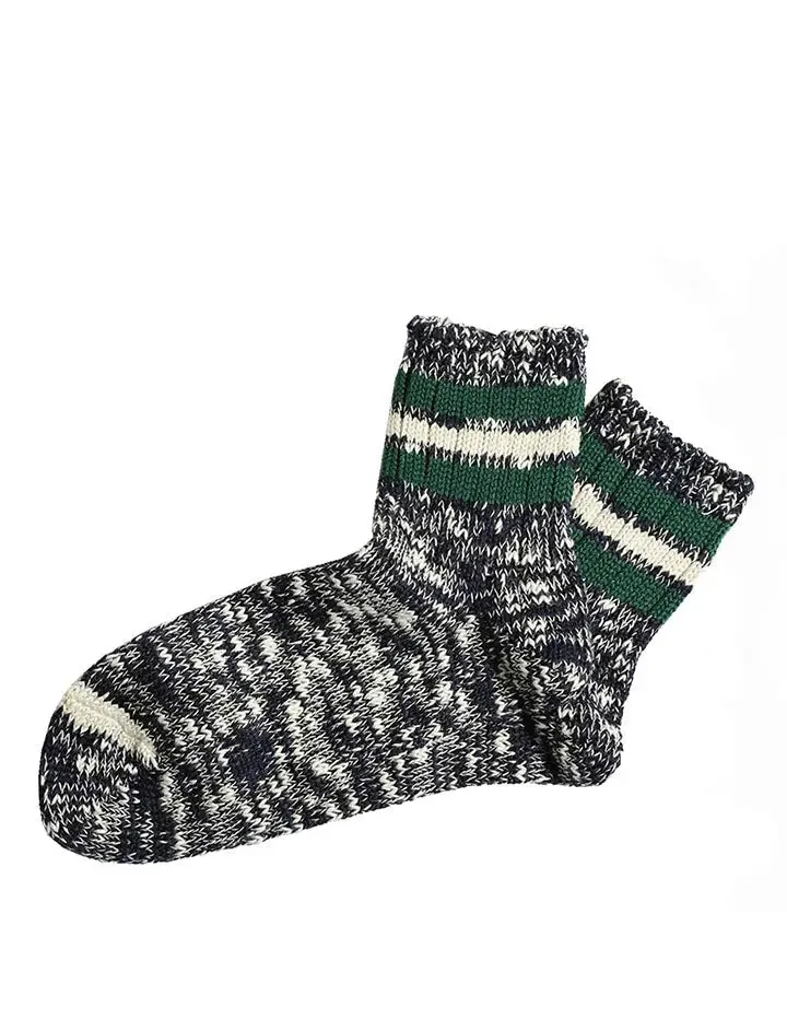 Anonymous Ism 3line Slub Q Socks Navy Melange