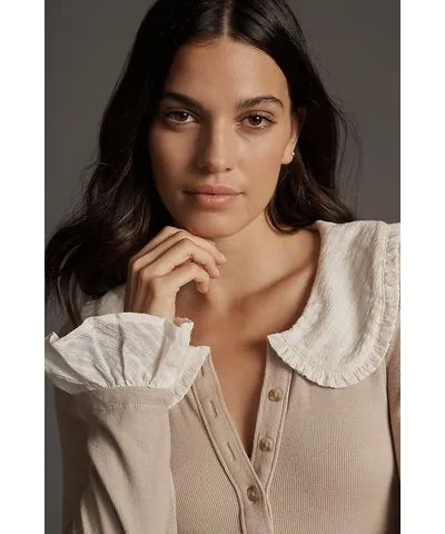 Anthropologie The Keira Collared Button-Front Blouse by Pilcro: Long-Sleeve Edition