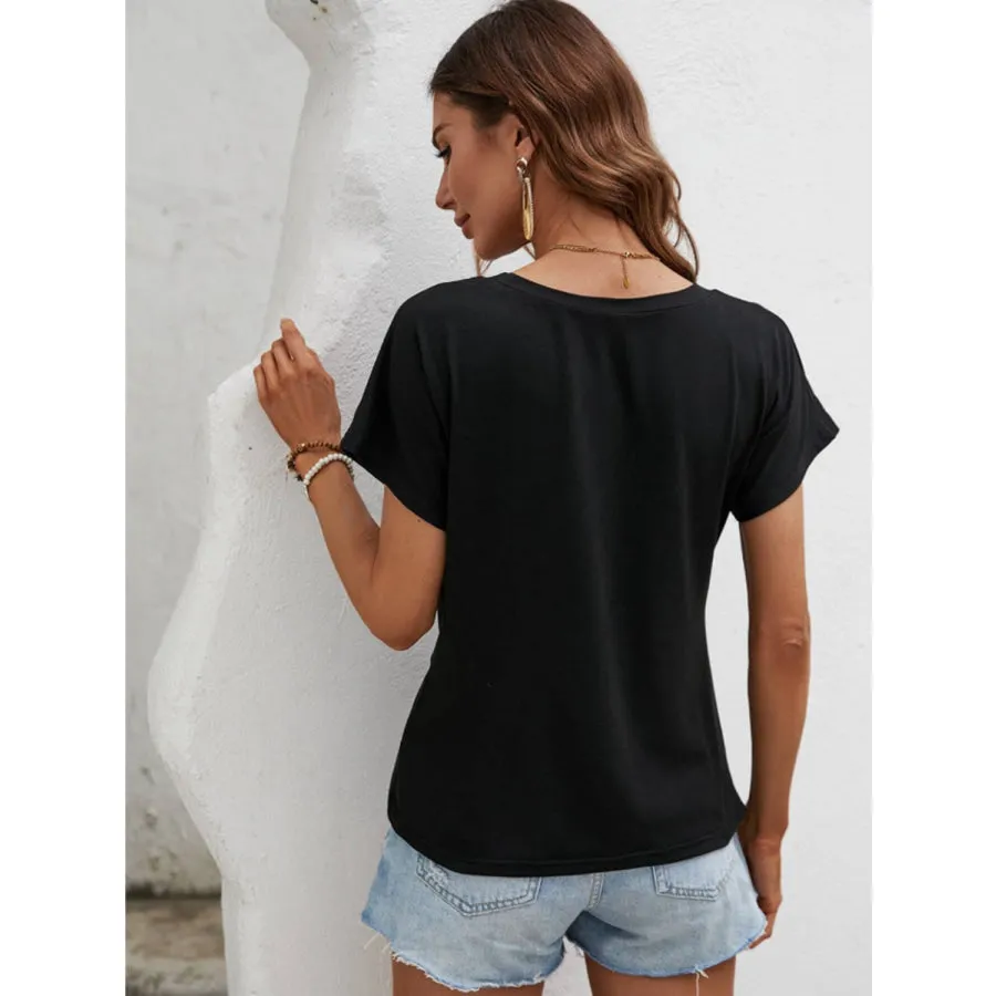 Asymmetric Hem Round Neck T-Shirt