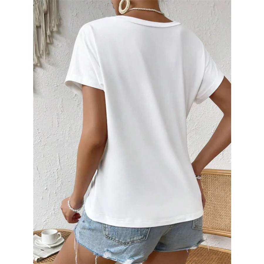 Asymmetric Hem Round Neck T-Shirt