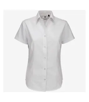 B&C Ladies Oxford Short Sleeve Shirt / Ladies Shirts (White) - UTBC116