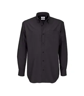 B&C Mens Oxford Long Sleeve Shirt / Mens Shirts (Black) - UTBC105