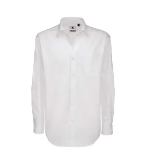 B&C Mens Sharp Twill Cotton Long Sleeve Shirt / Mens Shirts (White) - UTBC113