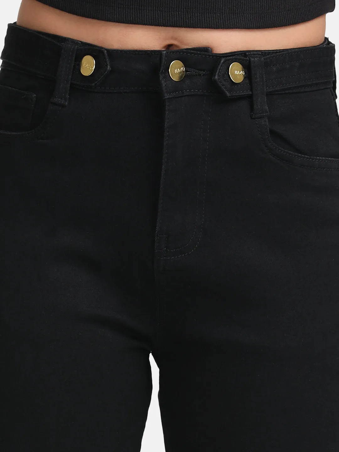 Bell Bottom Denim With Button And Tabs