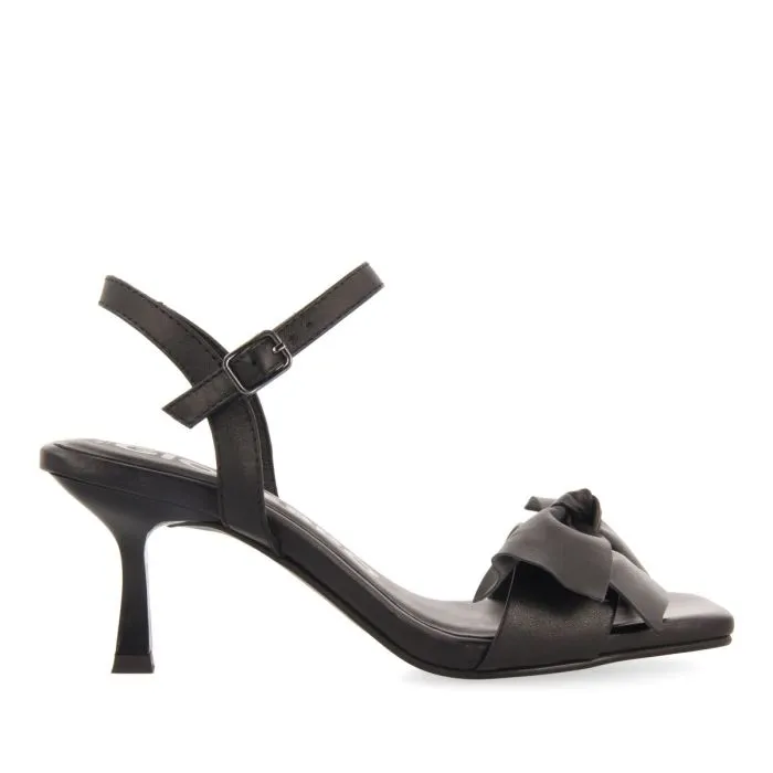 BLACK HIGH HEEL SANDALS WITH BOW DETAIL FOR WOMEN PATTI