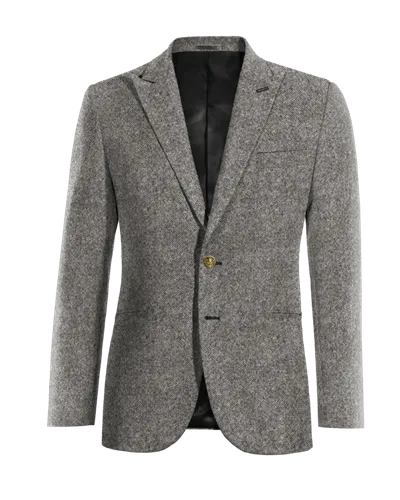  Blazer gris claro de donegal tweed solapa en pico