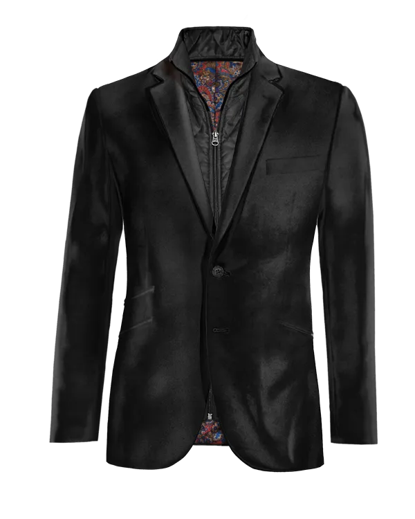  Blazer negro Ónix de terciopelo slim fit con pieza gilet