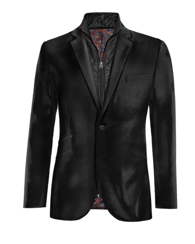  Blazer negro Ónix de terciopelo slim fit con pieza gilet