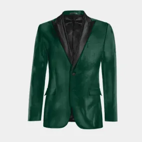  Blazer Smoking verde azulado de terciopelo solapa en pico