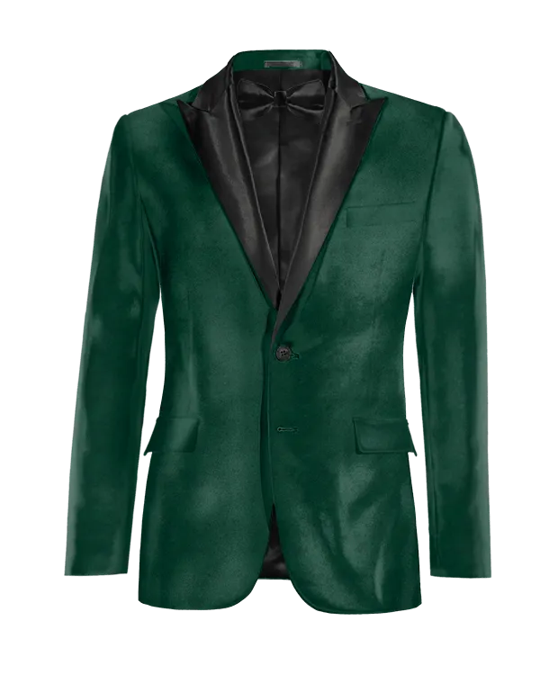  Blazer Smoking verde azulado de terciopelo solapa en pico