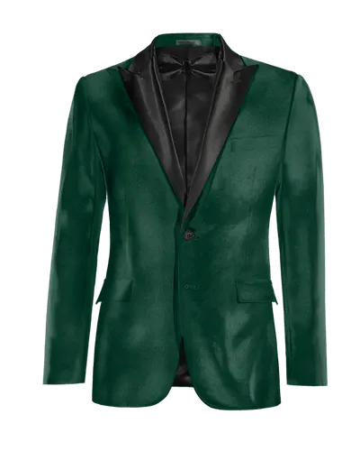  Blazer Smoking verde azulado de terciopelo solapa en pico