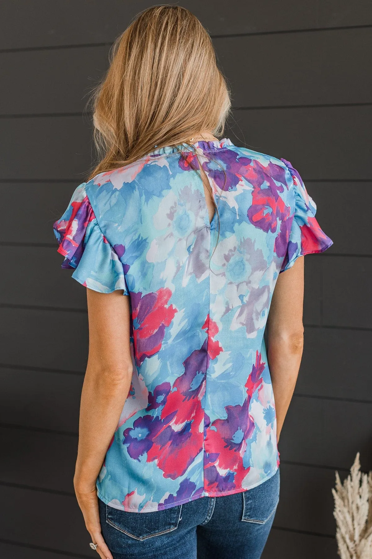 Blooming Love Floral Blouse- Blue & Purple