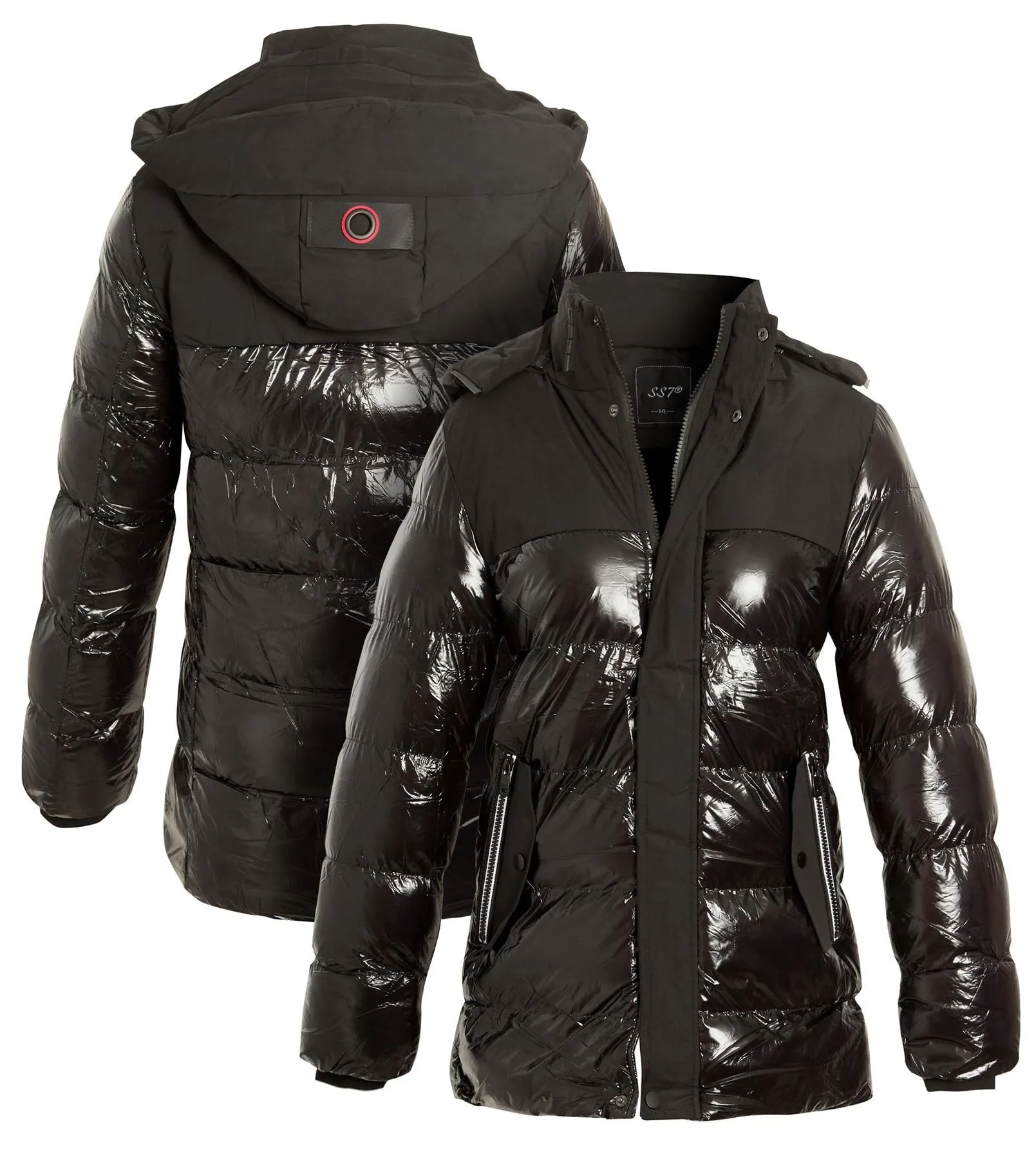 Boys Quilted Essential Padded Coat, Black Ages 3 to 14 Years