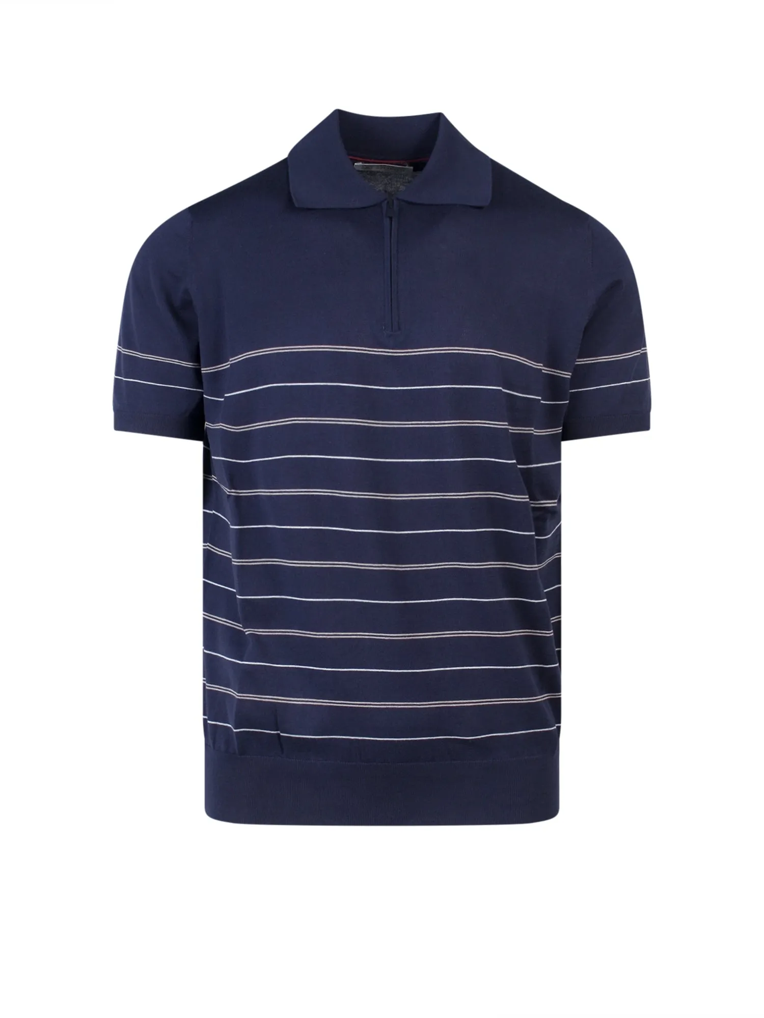 Brunello Cucinelli Striped Straight Hem Polo Shirt