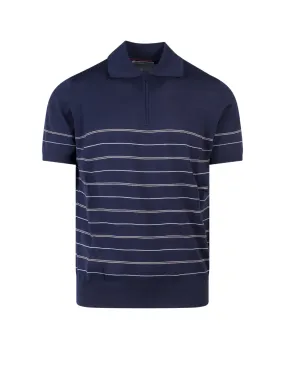 Brunello Cucinelli Striped Straight Hem Polo Shirt