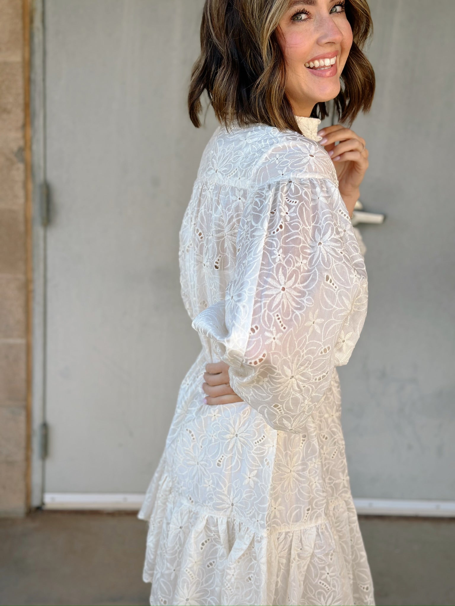 Camille Eyelet Dress | Cream