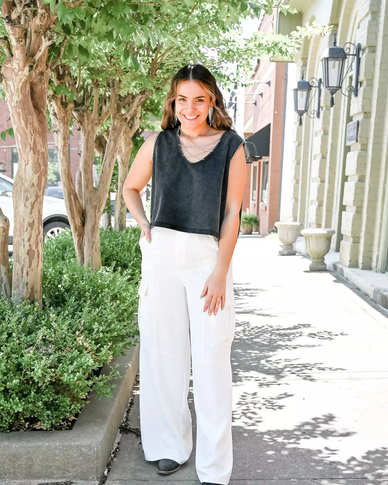 Carefree Cargo Wide-Leg Pants