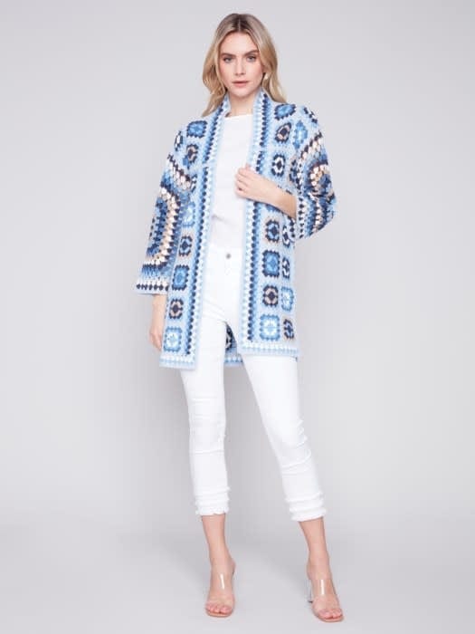 Charlie B Crochet Long Cardigan - C2635 833B