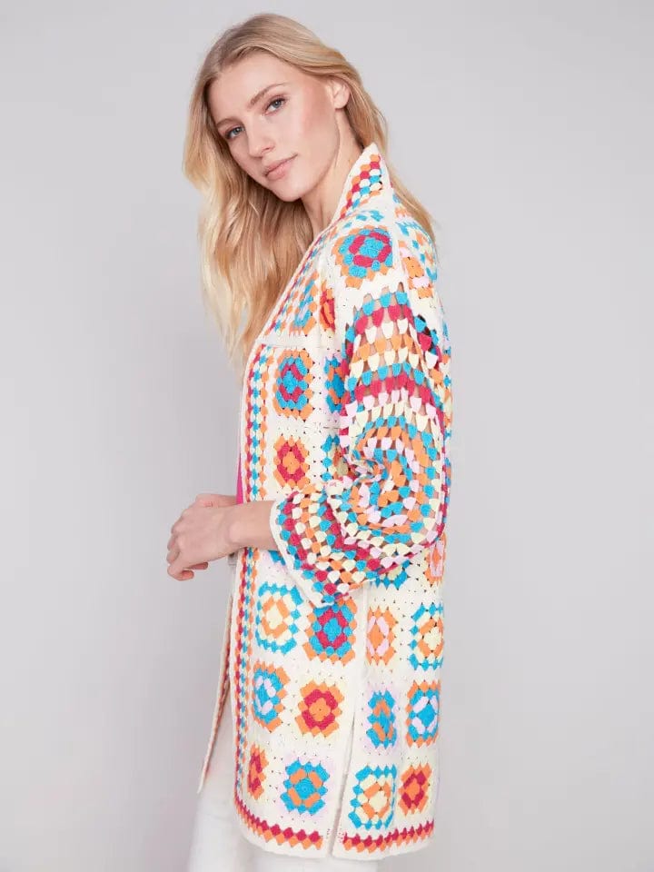 Charlie B Crochet Long Cardigan - C2635 833B