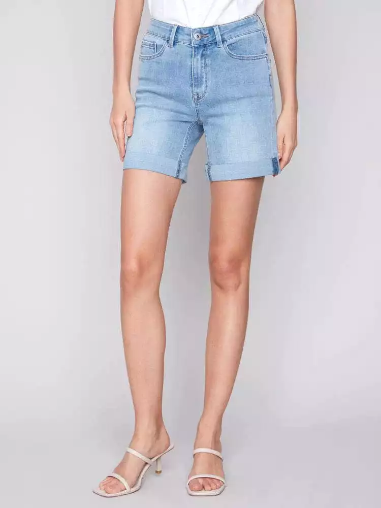 Charlie B Lt. Blue Denim Short With Rolled Up Hem - C8029Y 431A