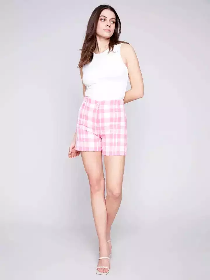 Charlie B Lt. Punch Yarn Dye Check Shorts - C8058 836B