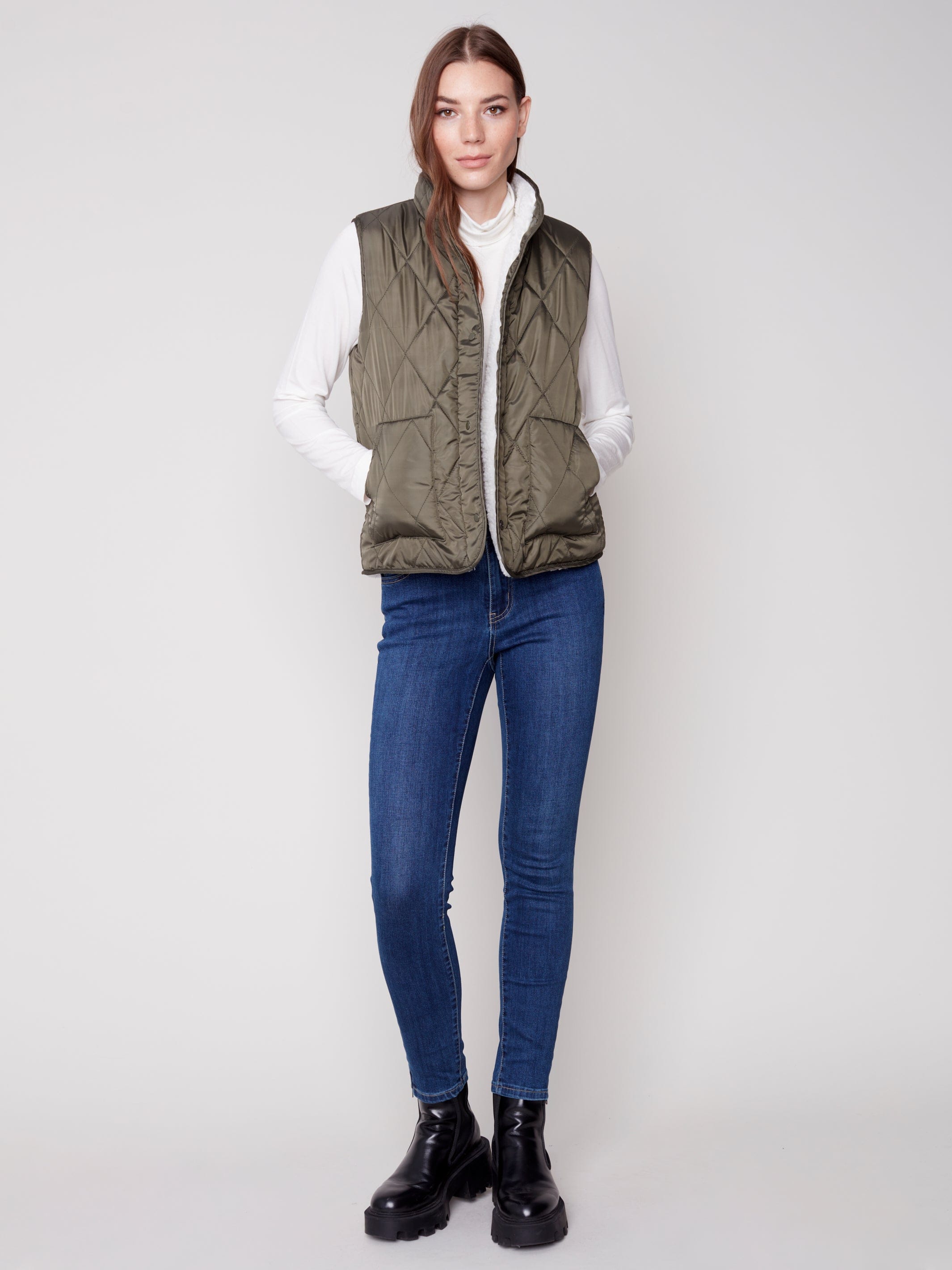 Charlie B Reversible Sherpa Puffer Vest - C6285