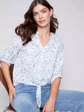 Charlie B Sky Embroidered Cotton Poplin Blouse - C4467 814B