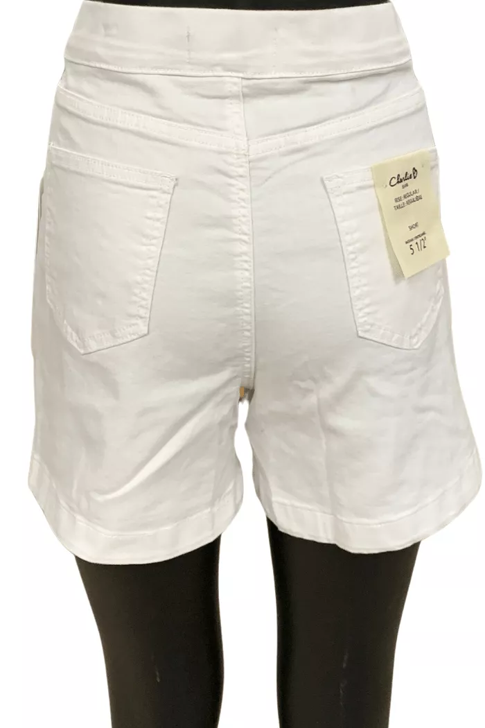 Charlie B White Shorts With Buttons Placket On Front - C8054 615A