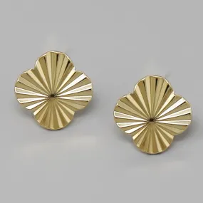 Clover Shape Textured Metal Stud Earrings