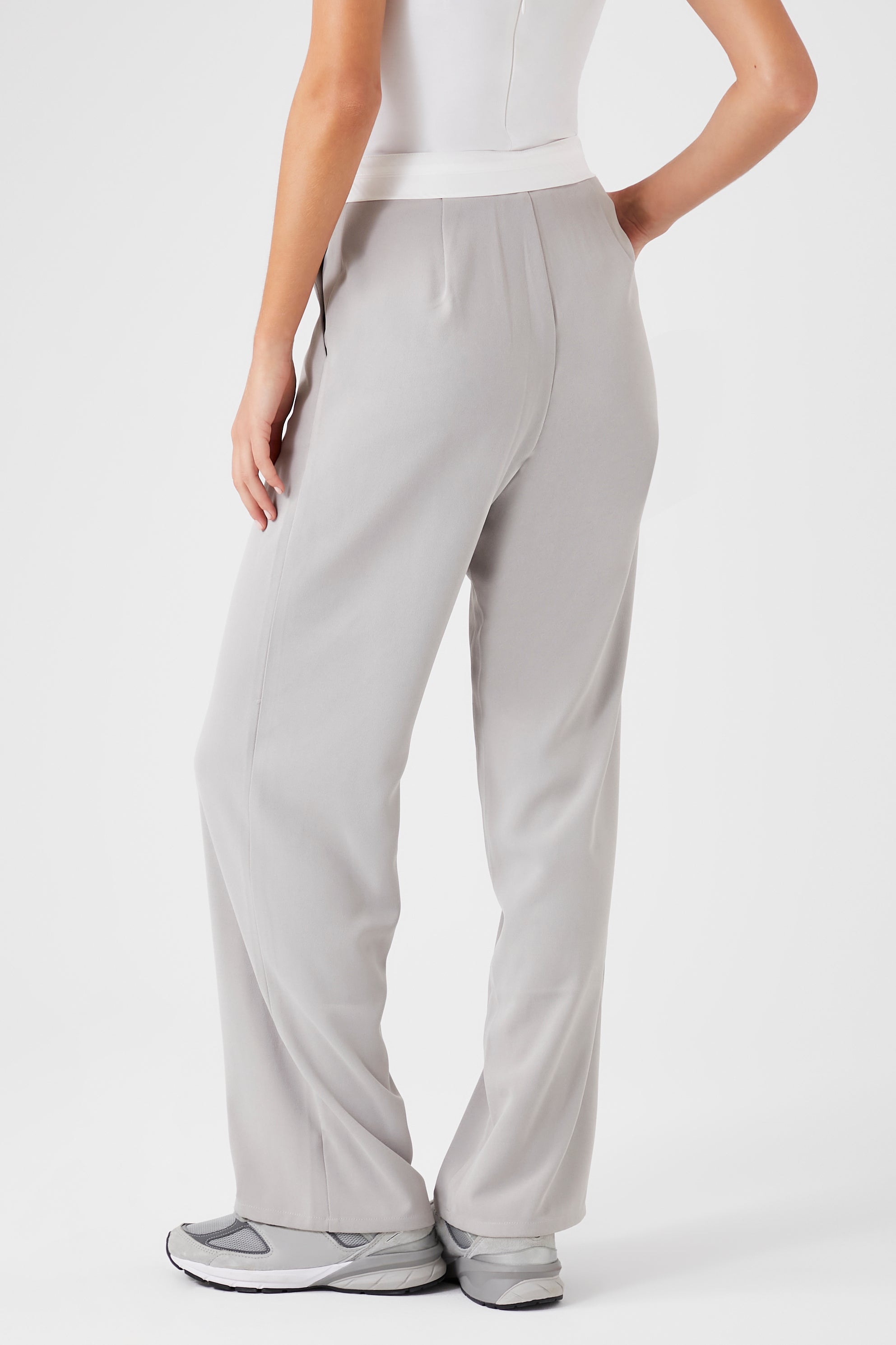 Contrast-Trim Wide-Leg Pants