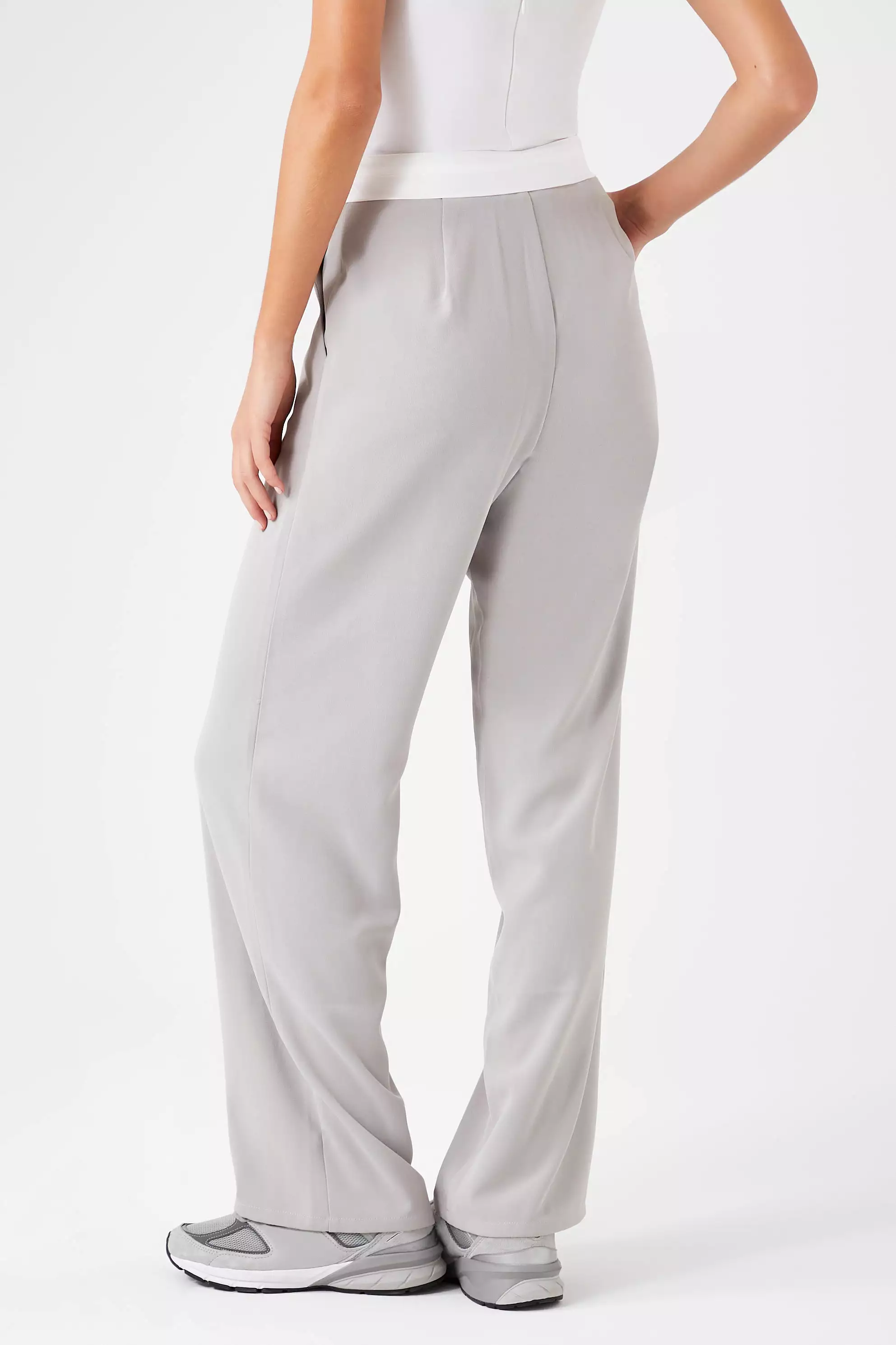 Contrast-Trim Wide-Leg Pants