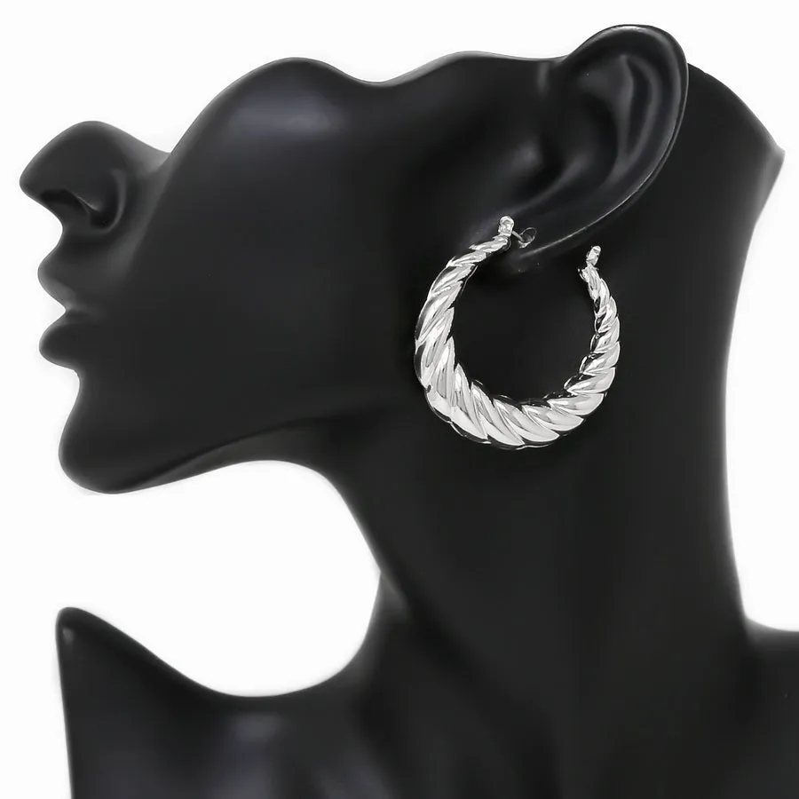 Croissant Textured Metal Hoop Earrings