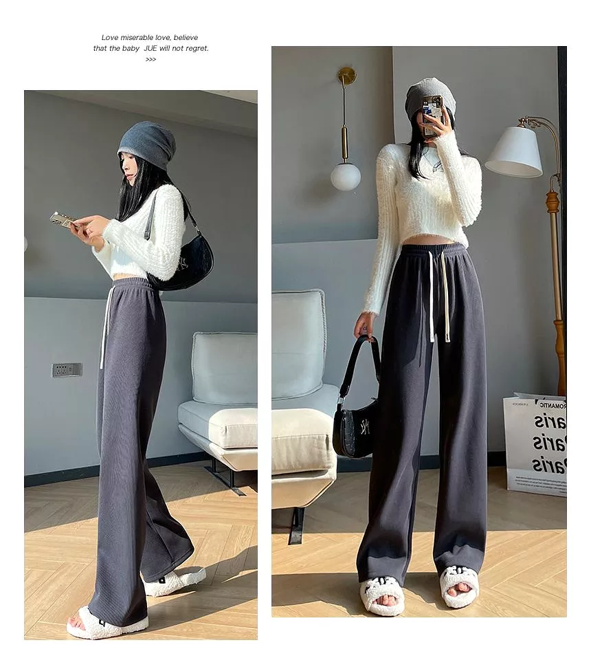 Drawstring Plain Wide Leg Pants (Various Designs) dd19