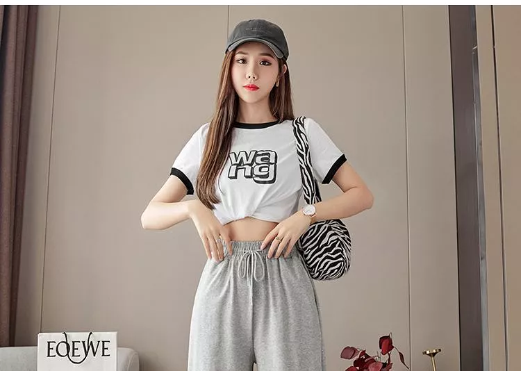 Drawstring Wide Leg Sweatpants dd13