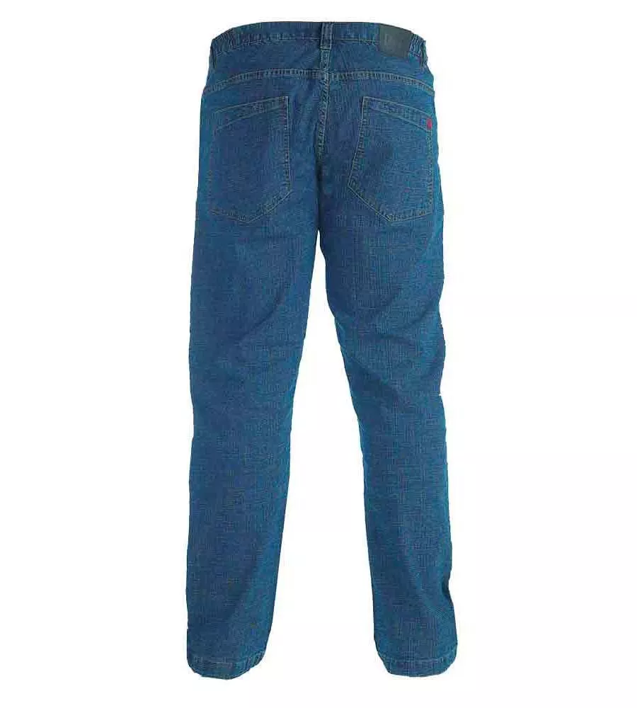 Duke London Big Mens Blue Stonewash Comfort Fit Stretch Jeans With Elasticated Waist (BAILEY)