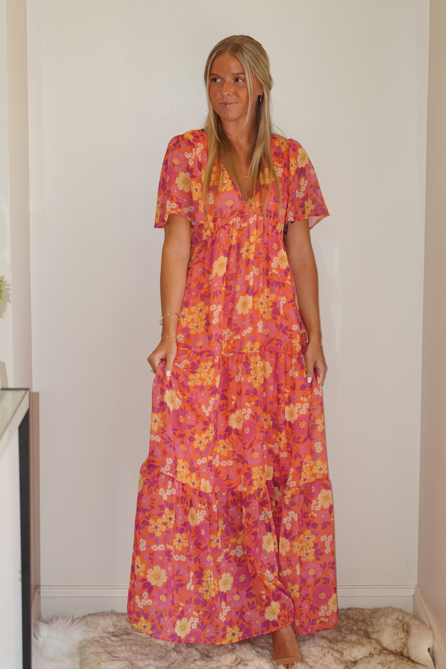 Farryn Flutter Sleeve Maxi Dress