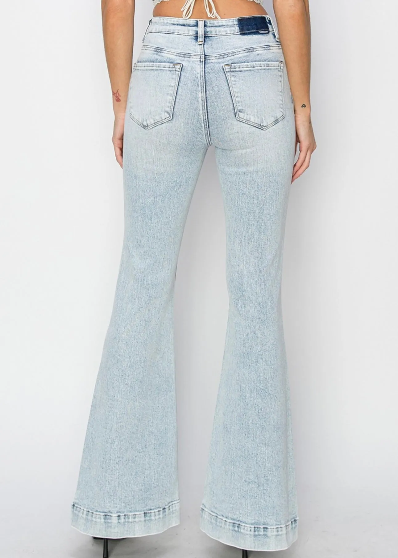 FINAL SALE - Risen High Rise Patch Pocket Bell Bottom Jeans