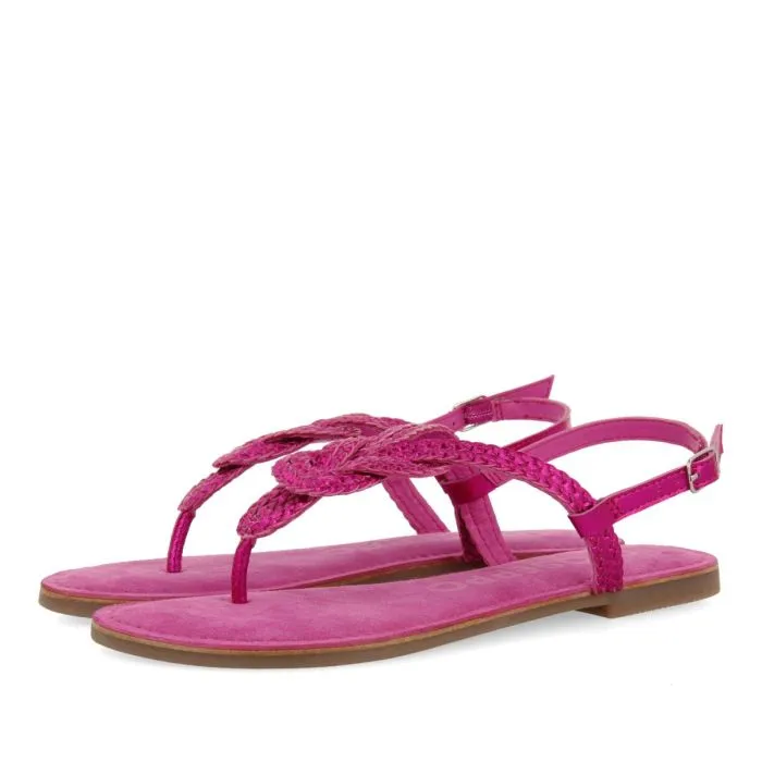 FUCHSIA BRAIDED LEATHER SANDALS FOR WOMEN ZUPANJA